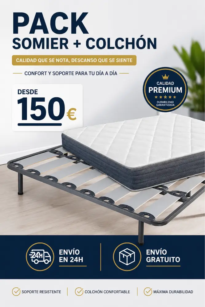 Pack Somier + Colchón Viscoelástico 24 cm